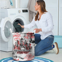 Personalized Chicago City Skyline Laundry Basket Urban Graffiti - Cloud Gate - Windy City Typography