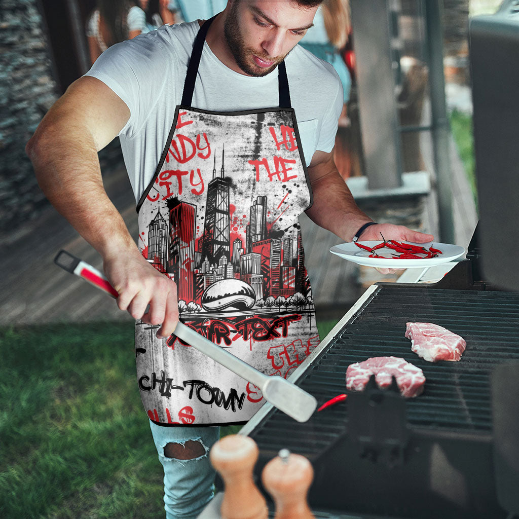Personalized Chicago City Skyline Apron Urban Graffiti - Cloud Gate - Windy City Typography