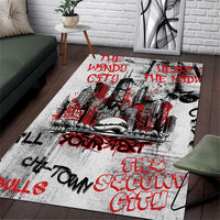 Personalized Chicago City Skyline Area Rug Urban Graffiti - Cloud Gate - Windy City Typography