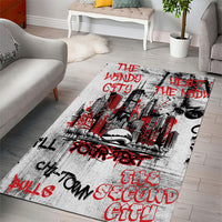 Personalized Chicago City Skyline Area Rug Urban Graffiti - Cloud Gate - Windy City Typography