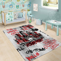 Personalized Chicago City Skyline Area Rug Urban Graffiti - Cloud Gate - Windy City Typography