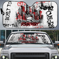 Personalized Chicago City Skyline Auto Sun Shade Urban Graffiti - Cloud Gate - Windy City Typography