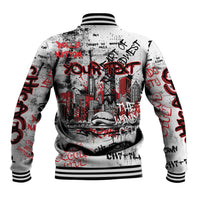 Personalized Chicago City Skyline Baseball Jacket Urban Graffiti - Cloud Gate - Windy City Typography