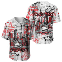 Personalized Chicago City Skyline Baseball Jersey Urban Graffiti - Cloud Gate - Windy City Typography