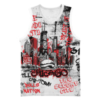 Personalized Chicago City Skyline Basketball Jersey Urban Graffiti - Cloud Gate - Windy City Typography