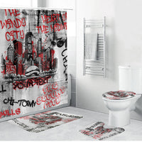 Personalized Chicago City Skyline Bathroom Set Urban Graffiti - Cloud Gate - Windy City Typography