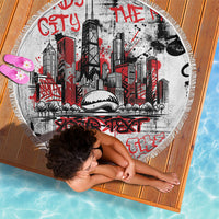 Personalized Chicago City Skyline Beach Blanket Urban Graffiti - Cloud Gate - Windy City Typography