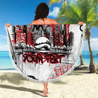 Personalized Chicago City Skyline Beach Blanket Urban Graffiti - Cloud Gate - Windy City Typography