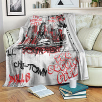 Personalized Chicago City Skyline Blanket Urban Graffiti - Cloud Gate - Windy City Typography