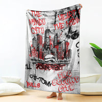 Personalized Chicago City Skyline Blanket Urban Graffiti - Cloud Gate - Windy City Typography