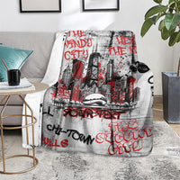Personalized Chicago City Skyline Blanket Urban Graffiti - Cloud Gate - Windy City Typography