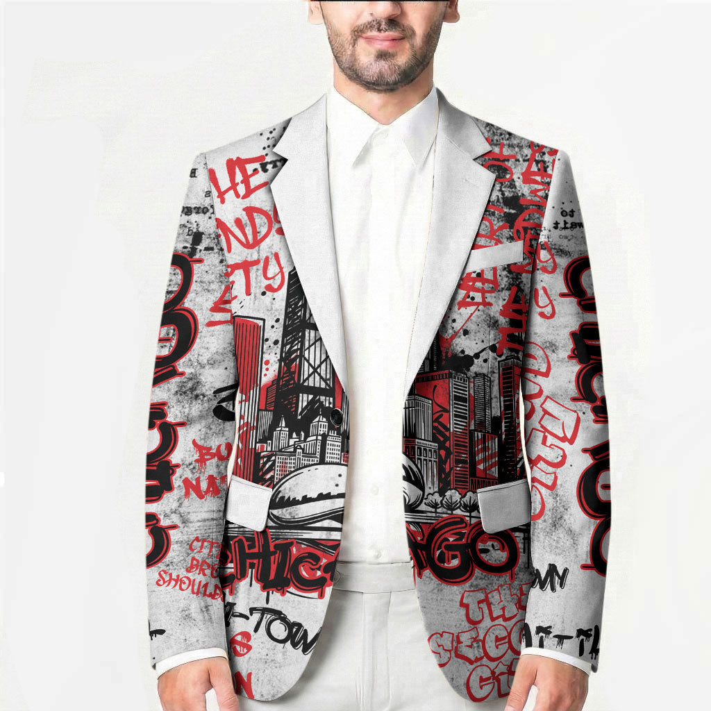 Personalized Chicago City Skyline Blazer Urban Graffiti - Cloud Gate - Windy City Typography