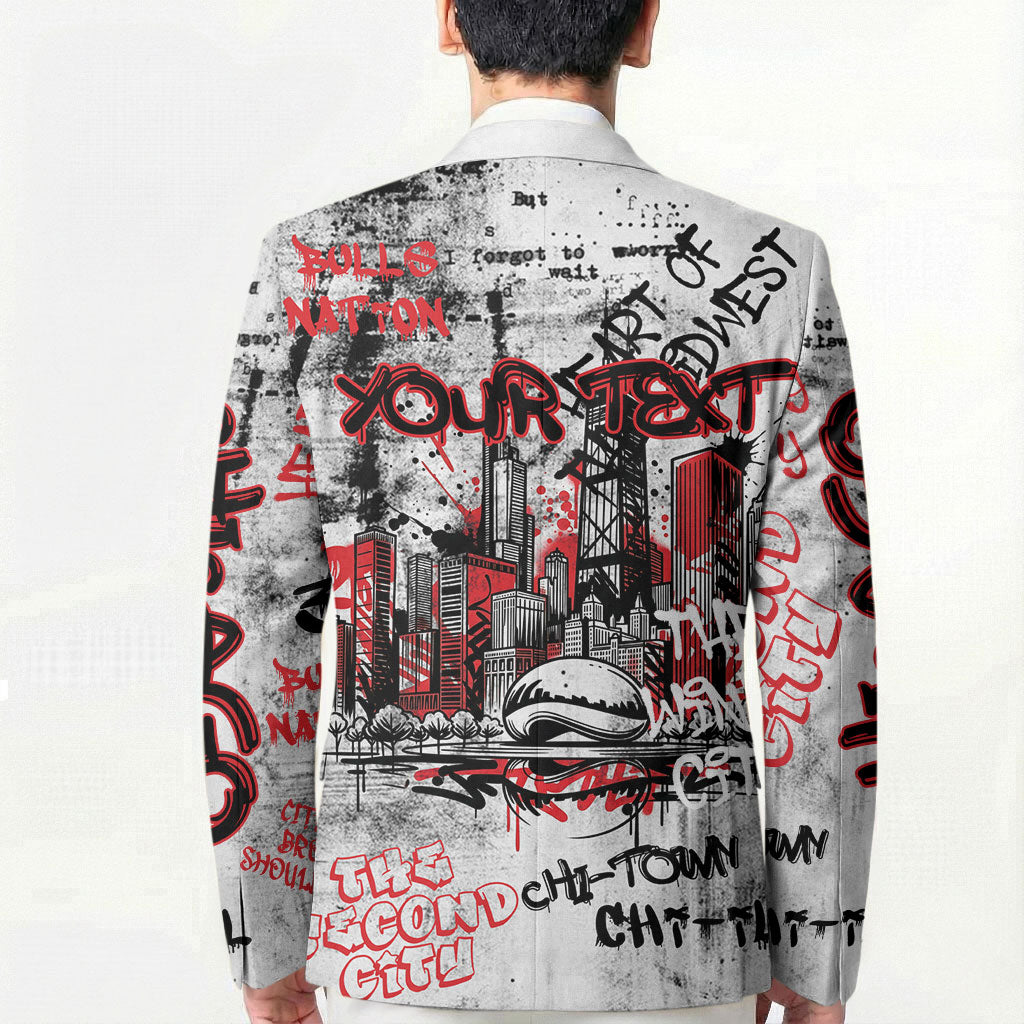Personalized Chicago City Skyline Blazer Urban Graffiti - Cloud Gate - Windy City Typography