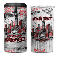 Personalized Chicago City Skyline 4 in 1 Can Cooler Tumbler Urban Graffiti - Cloud Gate - Windy City Typography