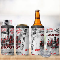 Personalized Chicago City Skyline 4 in 1 Can Cooler Tumbler Urban Graffiti - Cloud Gate - Windy City Typography