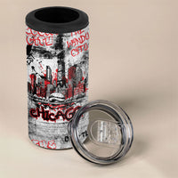 Personalized Chicago City Skyline 4 in 1 Can Cooler Tumbler Urban Graffiti - Cloud Gate - Windy City Typography