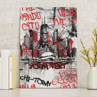 Personalized Chicago City Skyline Canvas Wall Art Urban Graffiti - Cloud Gate - Windy City Typography