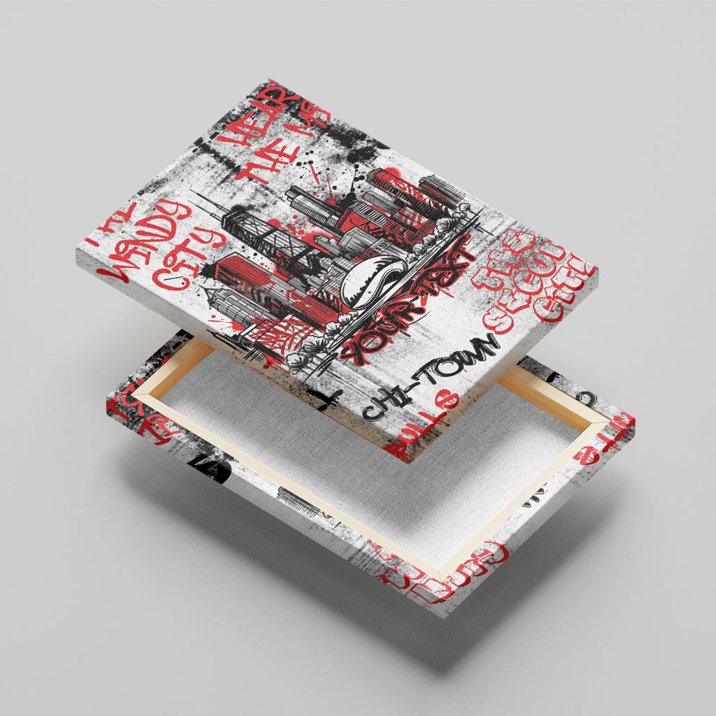 Personalized Chicago City Skyline Canvas Wall Art Urban Graffiti - Cloud Gate - Windy City Typography