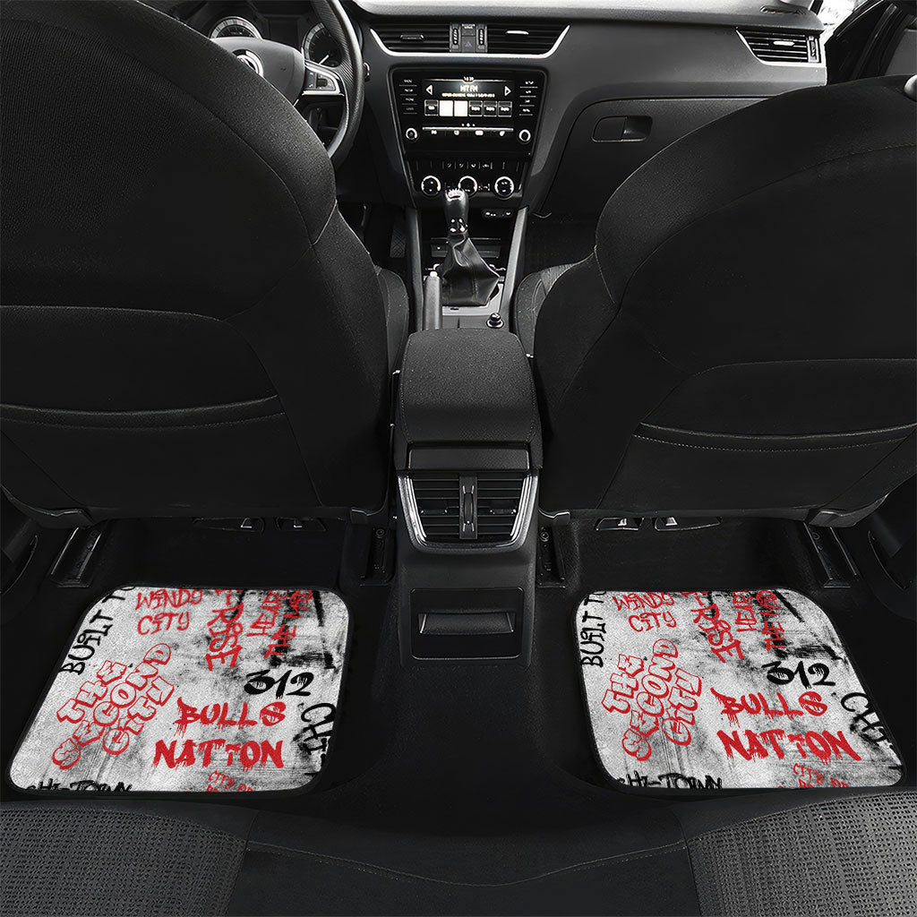 Personalized Chicago City Skyline Car Mats Urban Graffiti - Cloud Gate - Windy City Typography