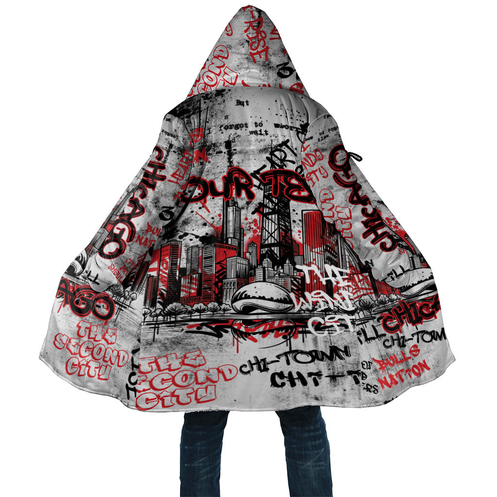 Personalized Chicago City Skyline Cloak Urban Graffiti - Cloud Gate - Windy City Typography