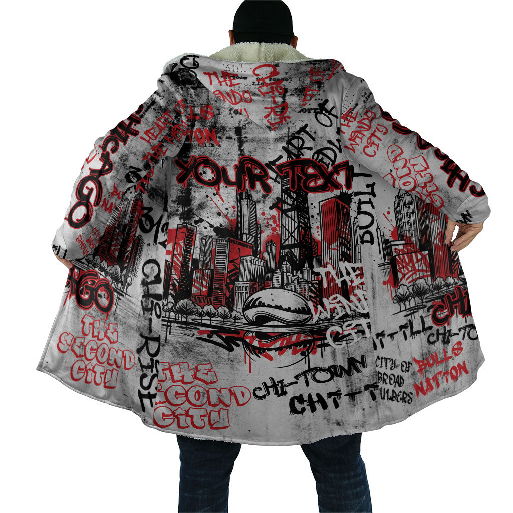 Personalized Chicago City Skyline Cloak Urban Graffiti - Cloud Gate - Windy City Typography