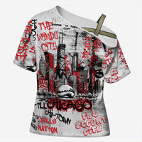 Personalized Chicago City Skyline Cross Shoulder Shirt Urban Graffiti - Cloud Gate - Windy City Typography