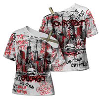 Personalized Chicago City Skyline Cross Shoulder Shirt Urban Graffiti - Cloud Gate - Windy City Typography