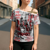 Personalized Chicago City Skyline Cross Shoulder Shirt Urban Graffiti - Cloud Gate - Windy City Typography