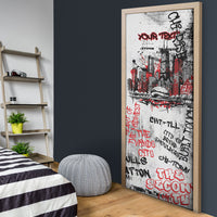 Personalized Chicago City Skyline Door Cover Urban Graffiti - Cloud Gate - Windy City Typography