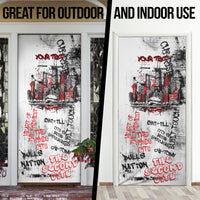 Personalized Chicago City Skyline Door Cover Urban Graffiti - Cloud Gate - Windy City Typography