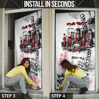 Personalized Chicago City Skyline Door Cover Urban Graffiti - Cloud Gate - Windy City Typography