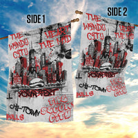 Personalized Chicago City Skyline Garden Flag Urban Graffiti - Cloud Gate - Windy City Typography