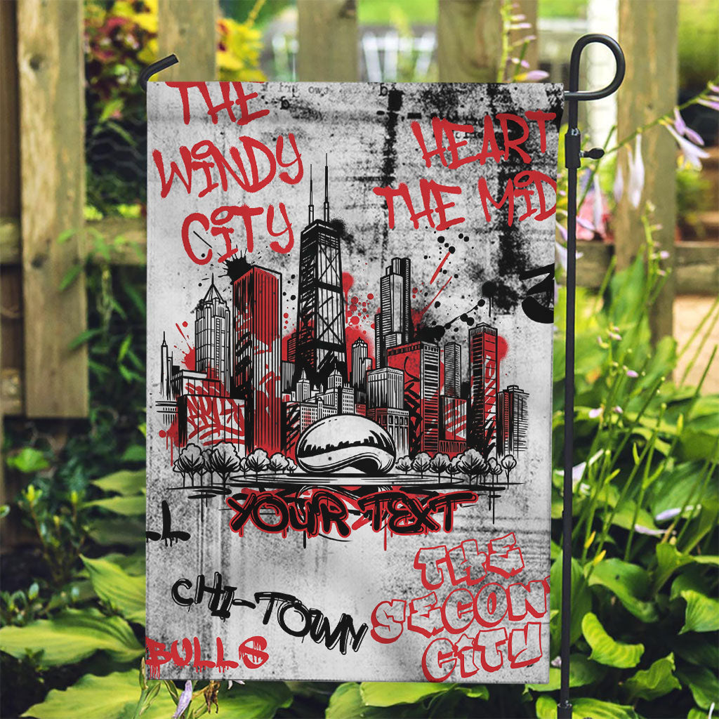Personalized Chicago City Skyline Garden Flag Urban Graffiti - Cloud Gate - Windy City Typography