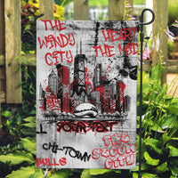 Personalized Chicago City Skyline Garden Flag Urban Graffiti - Cloud Gate - Windy City Typography