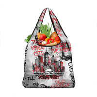 Personalized Chicago City Skyline Grocery Bag Urban Graffiti - Cloud Gate - Windy City Typography