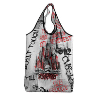 Personalized Chicago City Skyline Grocery Bag Urban Graffiti - Cloud Gate - Windy City Typography
