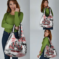 Personalized Chicago City Skyline Grocery Bag Urban Graffiti - Cloud Gate - Windy City Typography