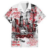 Personalized Chicago City Skyline Hawaiian Shirt Urban Graffiti - Cloud Gate - Windy City Typography