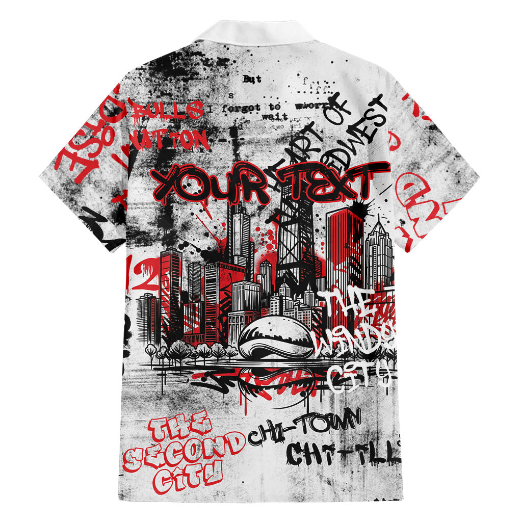 Personalized Chicago City Skyline Hawaiian Shirt Urban Graffiti - Cloud Gate - Windy City Typography