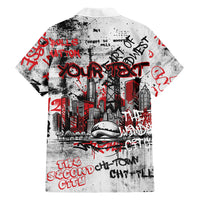 Personalized Chicago City Skyline Hawaiian Shirt Urban Graffiti - Cloud Gate - Windy City Typography