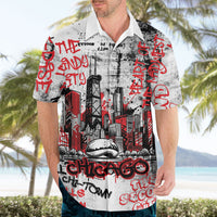 Personalized Chicago City Skyline Hawaiian Shirt Urban Graffiti - Cloud Gate - Windy City Typography