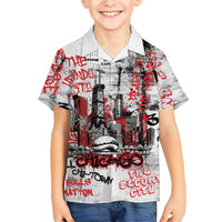 Personalized Chicago City Skyline Hawaiian Shirt Urban Graffiti - Cloud Gate - Windy City Typography