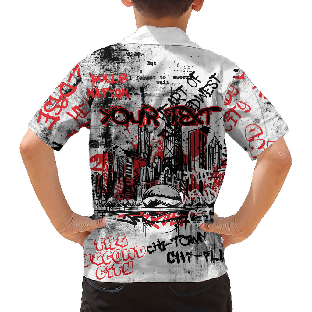 Personalized Chicago City Skyline Hawaiian Shirt Urban Graffiti - Cloud Gate - Windy City Typography