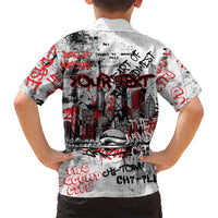 Personalized Chicago City Skyline Hawaiian Shirt Urban Graffiti - Cloud Gate - Windy City Typography