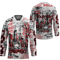 Personalized Chicago City Skyline Hockey Jersey Urban Graffiti - Cloud Gate - Windy City Typography