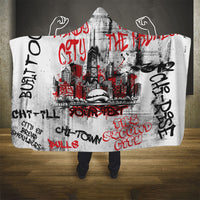 Personalized Chicago City Skyline Hooded Blanket Urban Graffiti - Cloud Gate - Windy City Typography