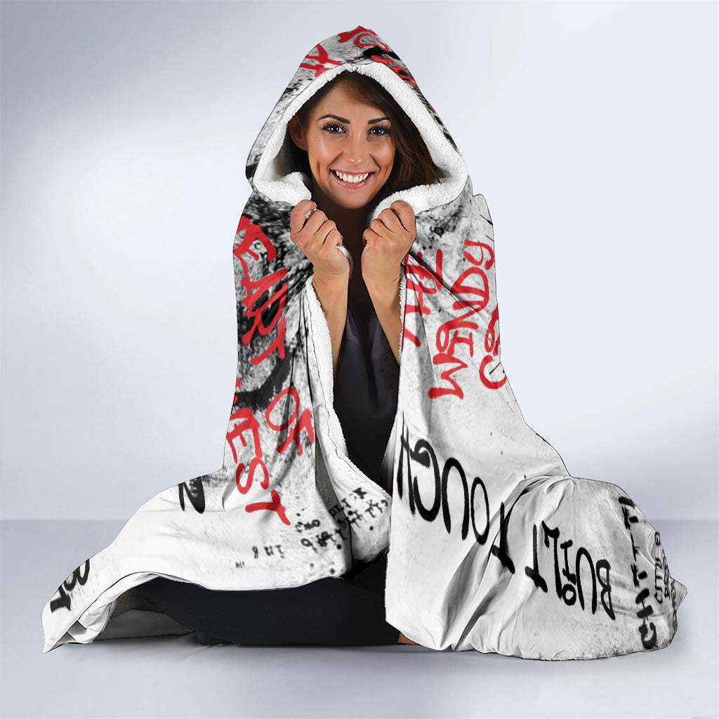 Personalized Chicago City Skyline Hooded Blanket Urban Graffiti - Cloud Gate - Windy City Typography