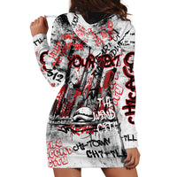 Personalized Chicago City Skyline Hoodie Dress Urban Graffiti - Cloud Gate - Windy City Typography