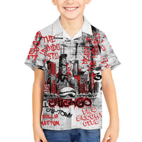 Personalized Chicago City Skyline Kid Hawaiian Shirt Urban Graffiti - Cloud Gate - Windy City Typography