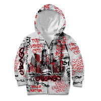 Personalized Chicago City Skyline Kid Hoodie Urban Graffiti - Cloud Gate - Windy City Typography